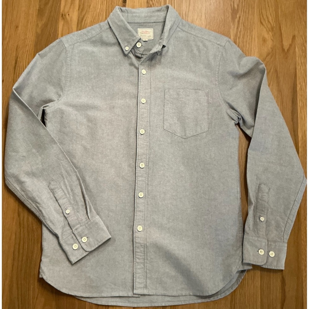 Sauce Zahn Oxford Button Down Shirt Gray Cotton Long Sleeve Men's Medium